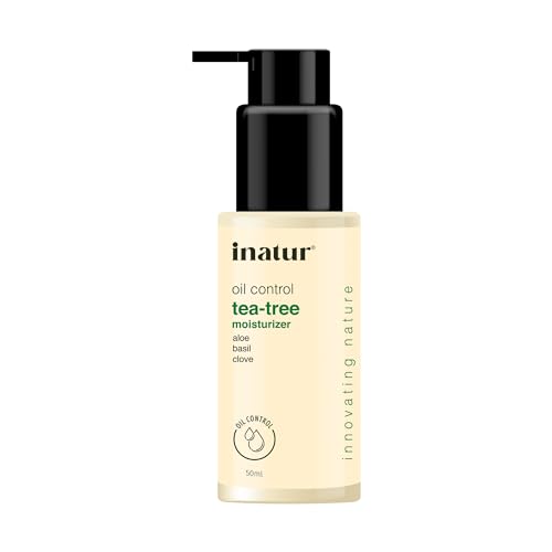 inatur Tea Tree Moisturizer | Acne & Oil Control | Clear skin, Blemishes & Acne Marks | Non-Sticky & Light-Weight Gel | Natural & Vegan | For Oily & Acne-prone Skin | 50ml