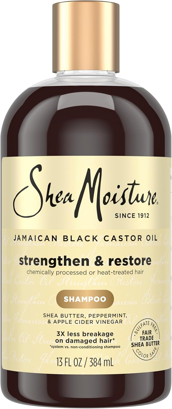 SheaMoisture Strengthen and Restore Shampoo Pure Jamaican Black Castor Oil for Damaged Hair