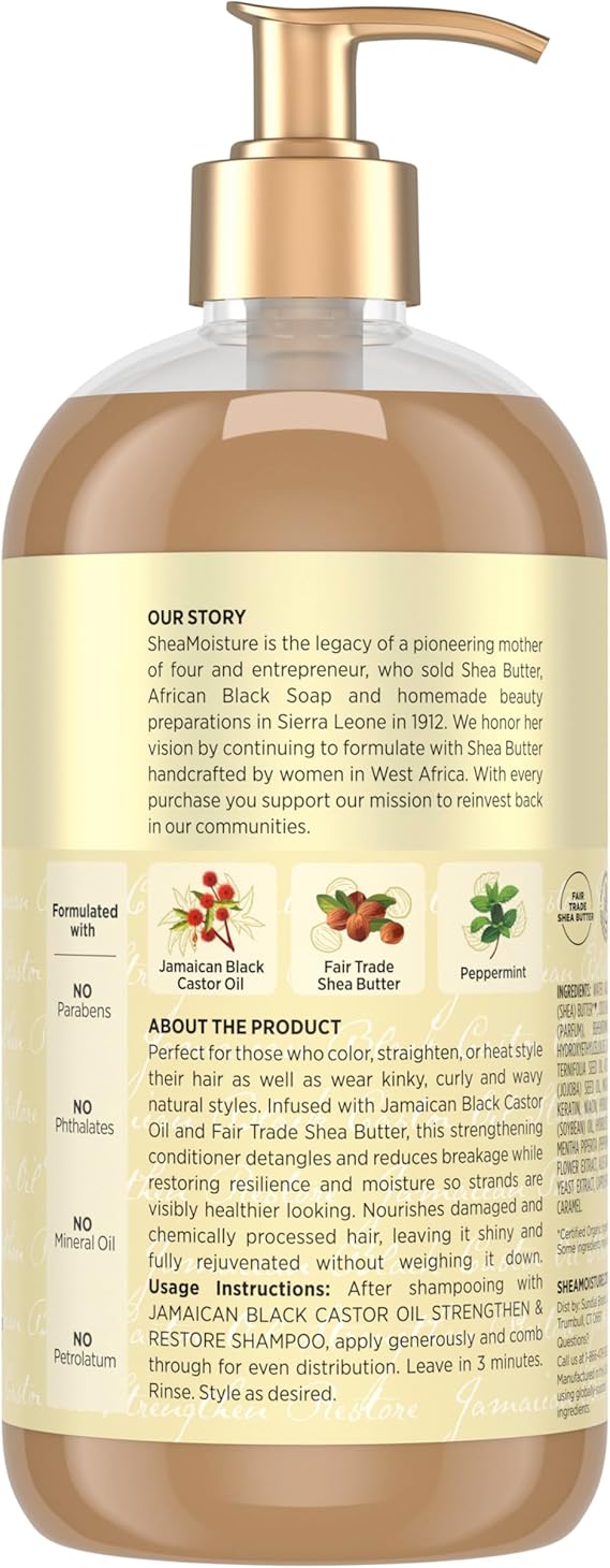 Shea Moisture Strengthen & Restore Conditioner Jamaican Black Castor Oil 384ml - Image 2
