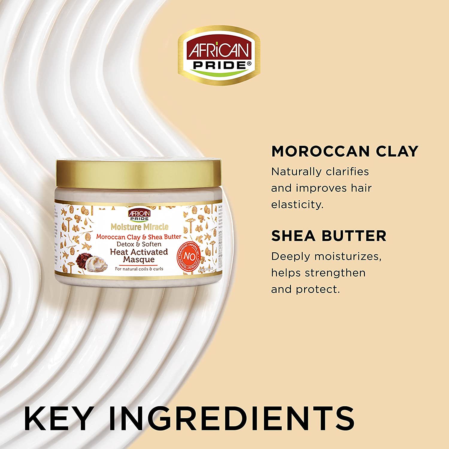 African Pride Moisture Miracle Moroccan Clay & Shea Butter Heat Activated Masque - Image 2