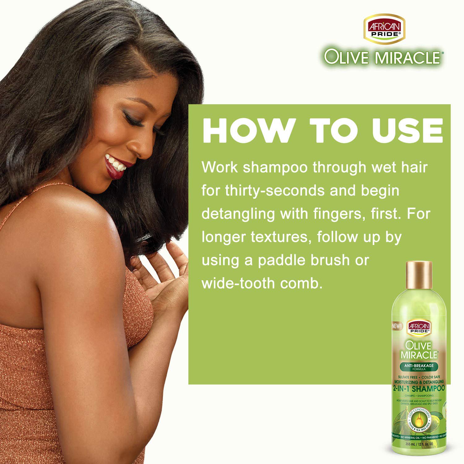 African Pride Olive Miracle 2-in-1 Shampoo 355ml - Image 4