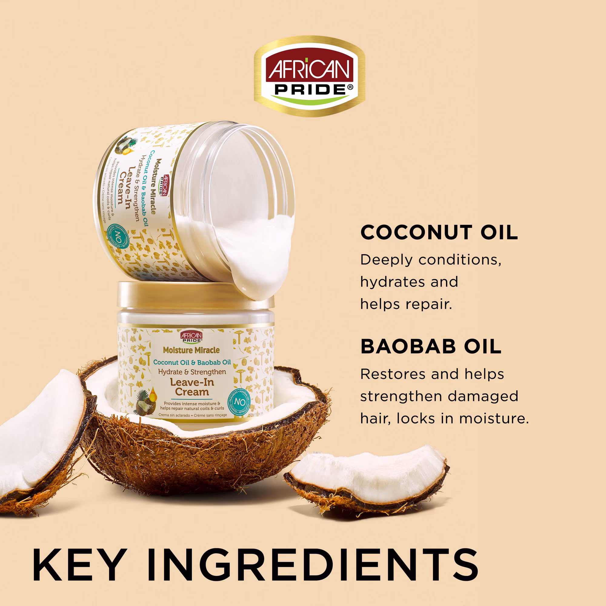 African Pride Moisture Miracle Coconut Oil & Baobab Oil Leave-In Cream - Image 4