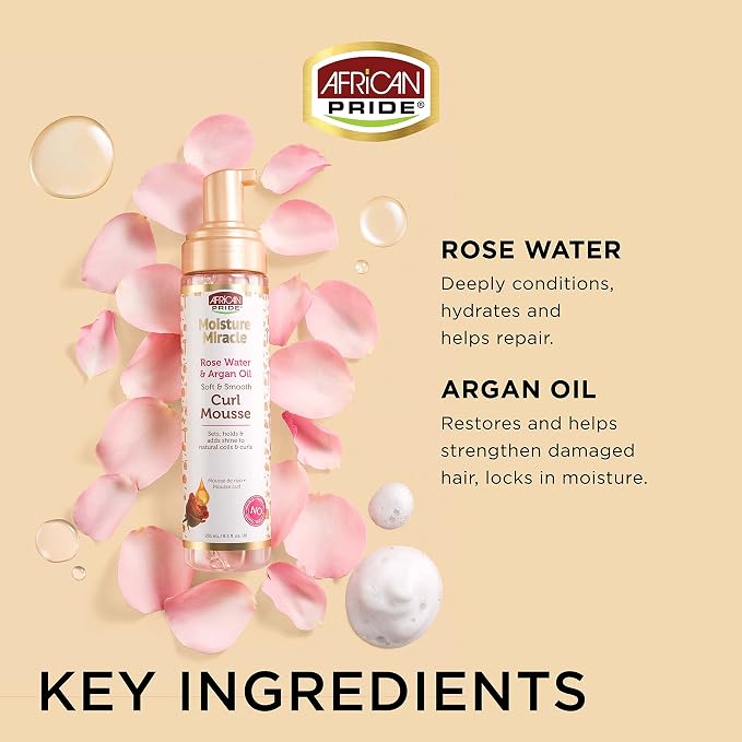 African Pride Moisture Miracle Rose Water & Argan Oil Curl Mousse 251ml - Image 2