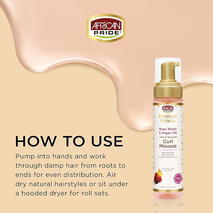 African Pride Moisture Miracle Rose Water & Argan Oil Curl Mousse 251ml - Image 3