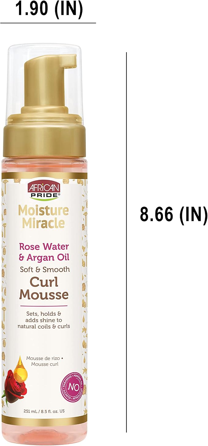 African Pride Moisture Miracle Rose Water & Argan Oil Curl Mousse 251ml - Image 4