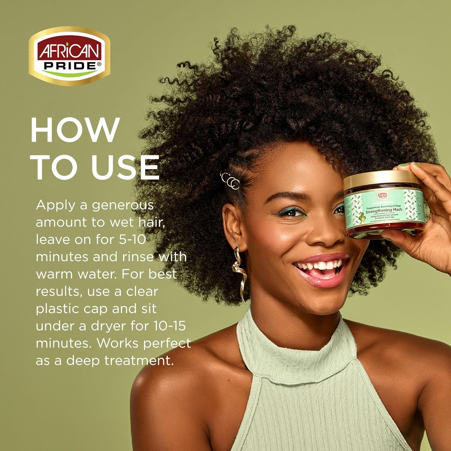 African Pride Hair Strengthening Mask Treatment with Peppermint, Rosemary & Sage 340g - Image 4