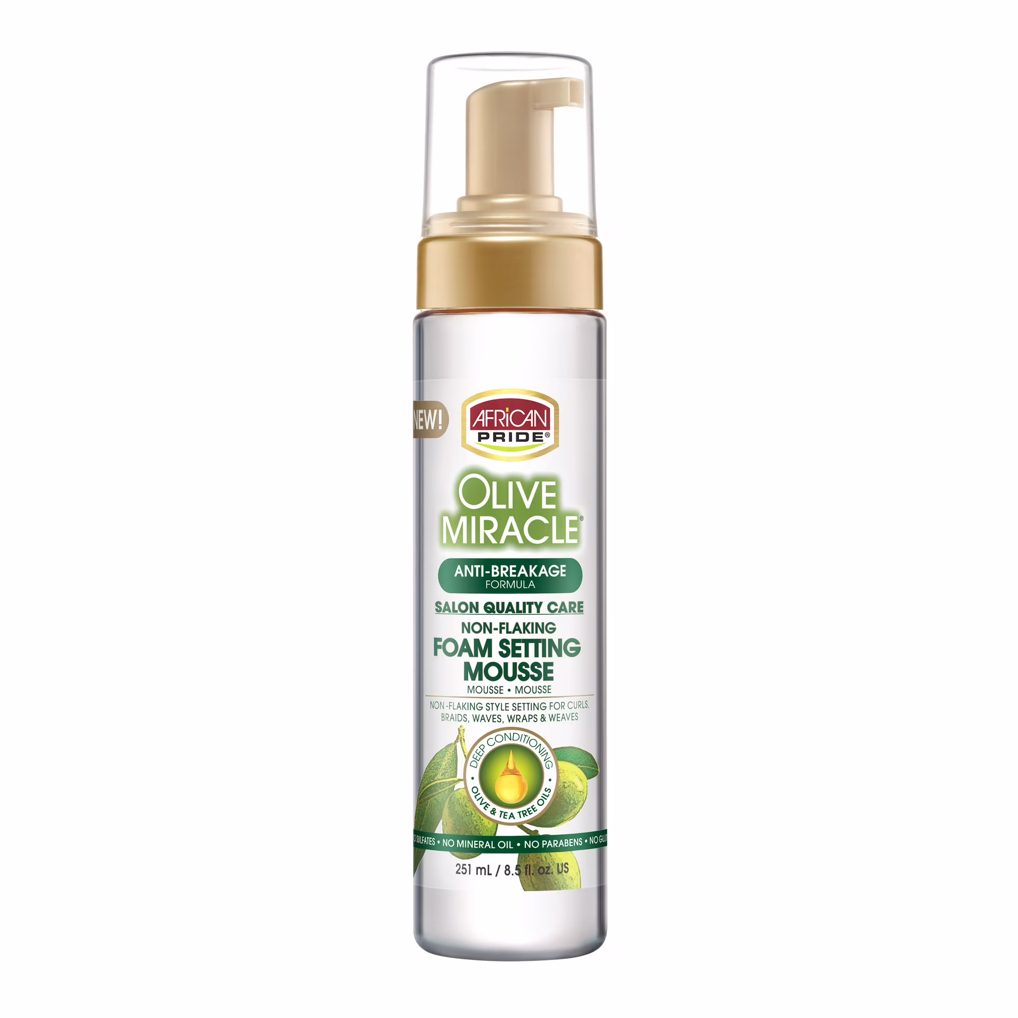 African Pride Olive Miracle Non-Flaking Foam Setting Hair Mousse 251ml