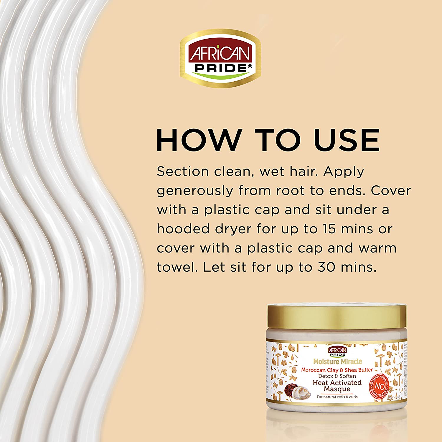 African Pride Moisture Miracle Moroccan Clay & Shea Butter Heat Activated Masque - Image 3