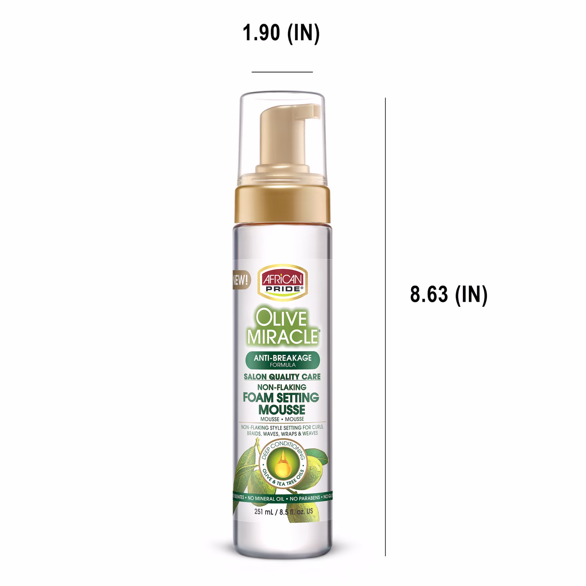 African Pride Olive Miracle Non-Flaking Foam Setting Hair Mousse 251ml - Image 2